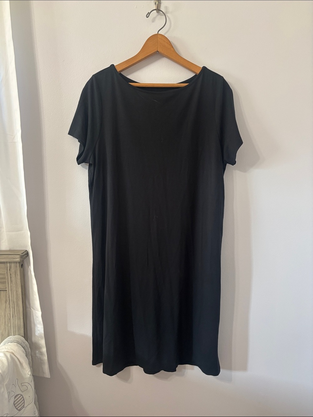 J. Jill Black Short-Sleeve Midi Shift Dress